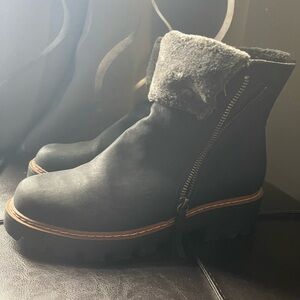 Black Ankle Boots with Faux Fur Lining